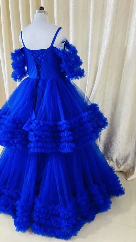 Blue Ruffle Elegance-party Wear