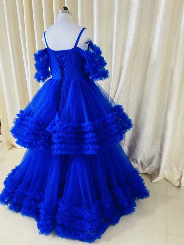 Blue Ruffle Elegance-party Wear