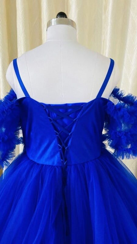 Blue Ruffle Elegance-party Wear