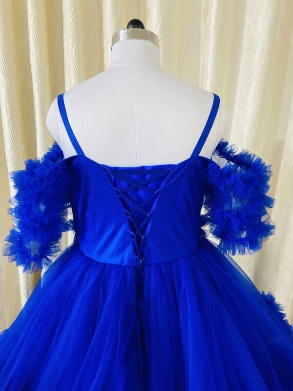 Blue Ruffle Elegance-party Wear