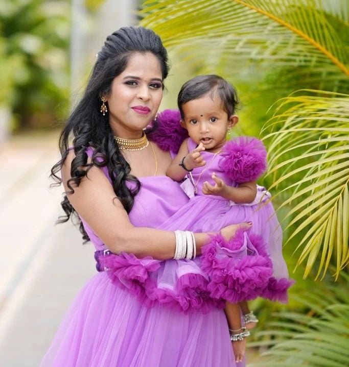 purple-kids-gown-mom and daughter