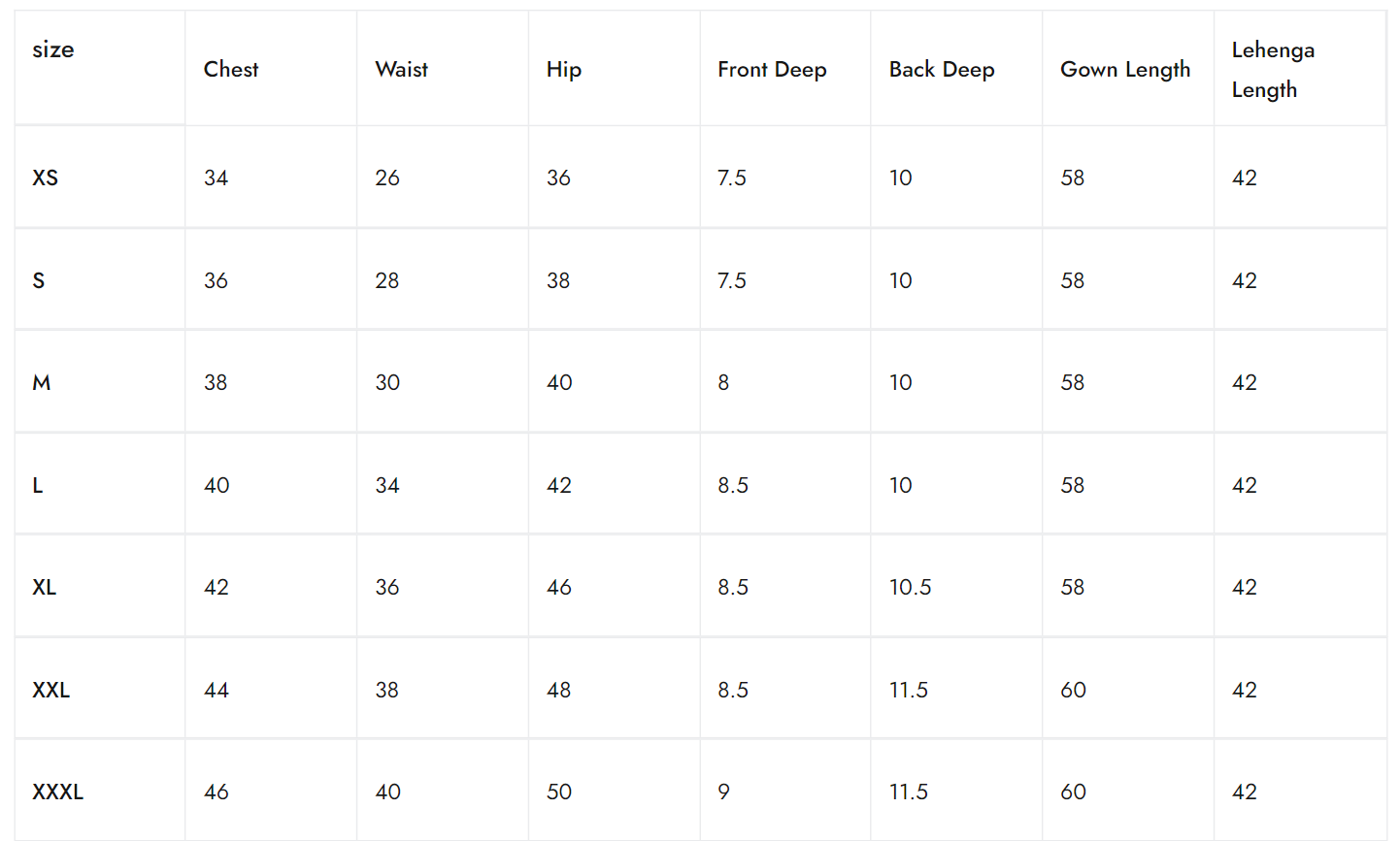 PV- Designer-studio-size chart